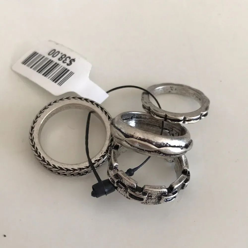 Free People Silver Tone Set of 4 Rings